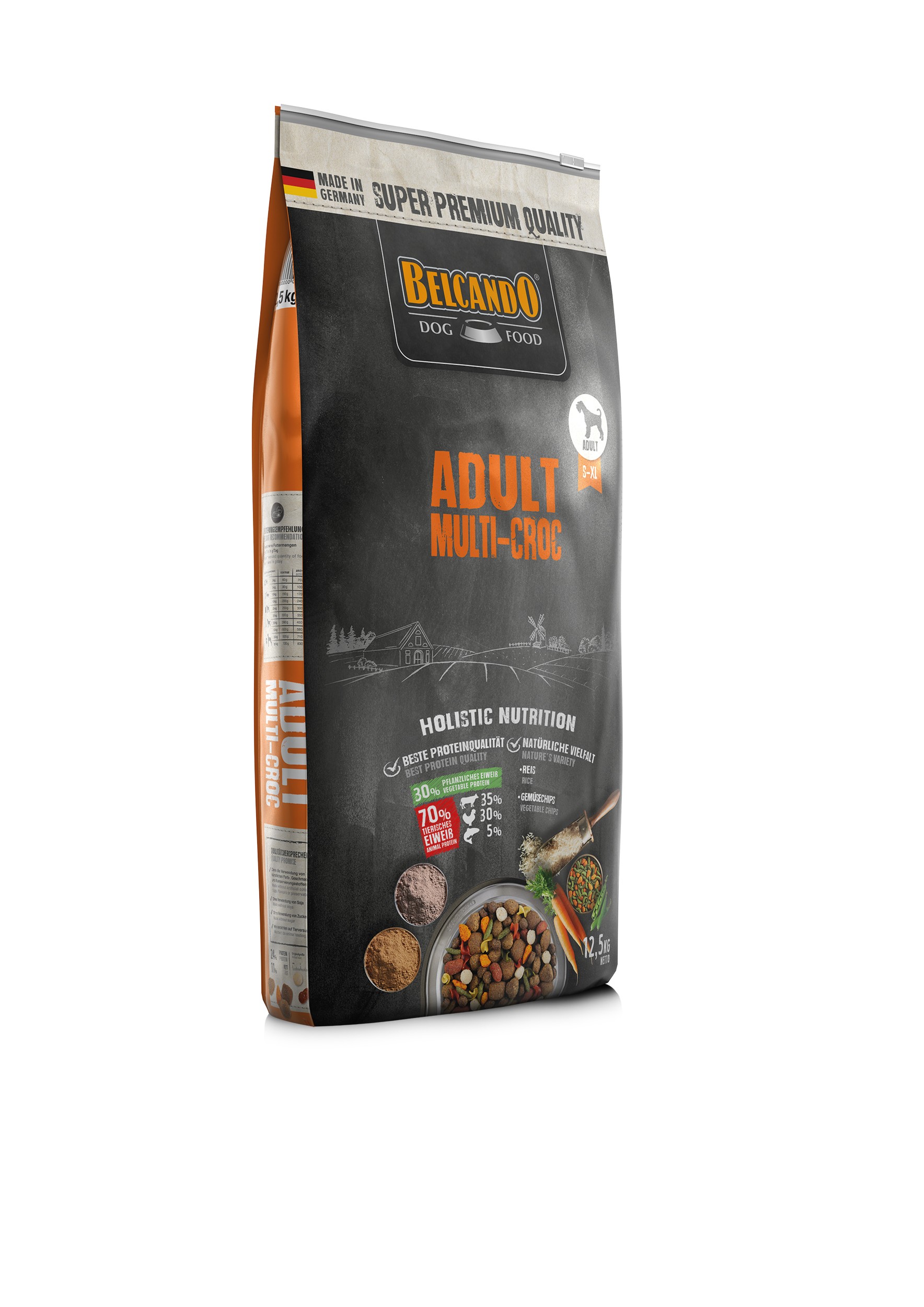 BELCANDO ADULT MULTI- CROC συνδυασμός διαφορετικών κροκετών, λαχανικών και ζυμαρικών για ενήλικους σκύλους που αγαπούν την ποικιλία 12,5kg